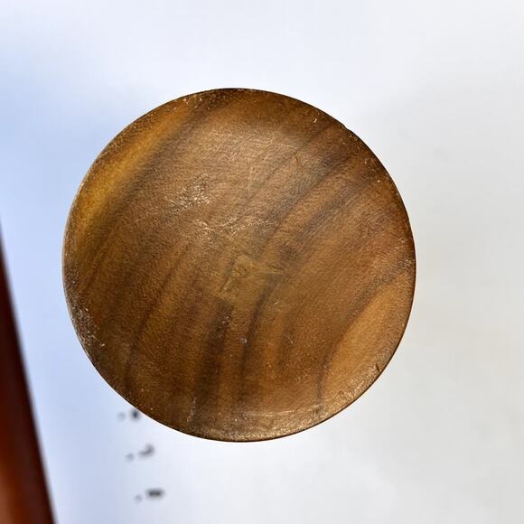 Vintage tall Wood Vase with White Bone inlaid design, hand crafted - Picture 7 of 9